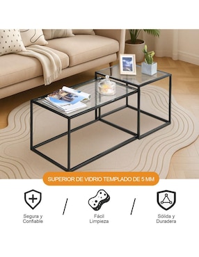 Juego de mesas para sala Home Make de vidrio 2 piezas