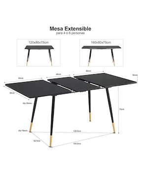 Mesa armable Whalen Dark Wood Scretch Furniturer