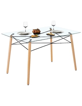 Mesa de comedor armable Elly-Decor de vidrio