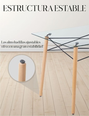 Mesa de comedor armable Elly-Decor de vidrio