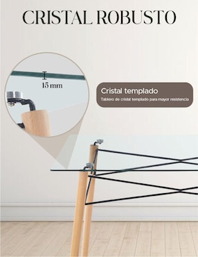 Mesa de comedor armable Elly-Decor de vidrio