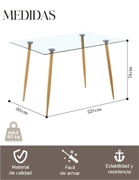 Mesa de comedor armable Elly-Decor