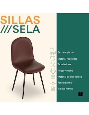 Juego de sillas 4 piezas Mubson de vinipiel
