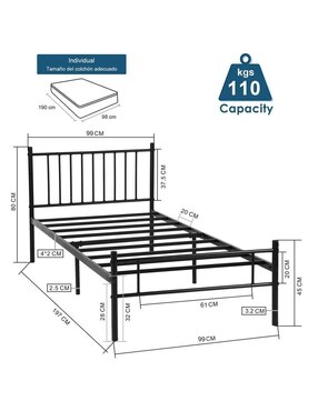 Base para cama armable Kessie Home Make de metal individual