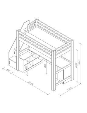 Litera y estudio Liam Haus Kids de MDF Individual