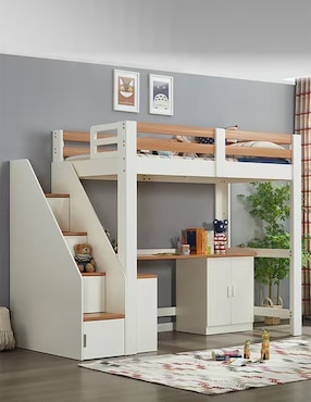 Litera y estudio Liam Haus Kids de MDF Individual