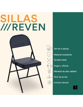 Juego de sillas plegables 4 piezas Diseño plegable Mubson de metal