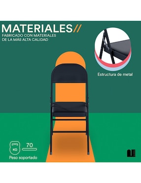 Juego de sillas plegables 4 piezas Diseño plegable Mubson de metal