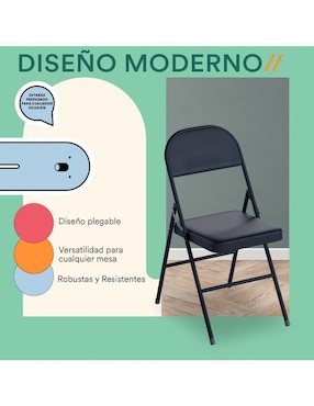 Juego de sillas plegables 4 piezas Diseño plegable Mubson de metal