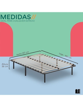 Base para cama Mubson de madera poplar