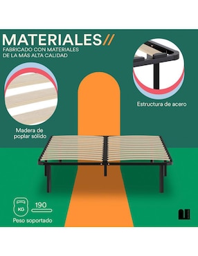 Base para cama Mubson de madera poplar