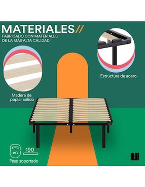 Base para cama Mubson de madera poplar