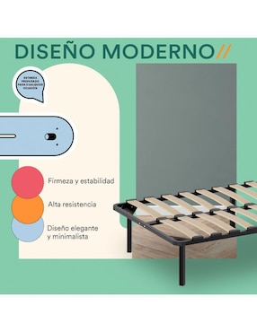 Base para cama Mubson de madera poplar