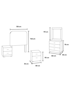 Set Recámara Kessa Sport de MDF