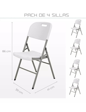 Set de sillas plegables 4 piezas Eke Life Home de plástico