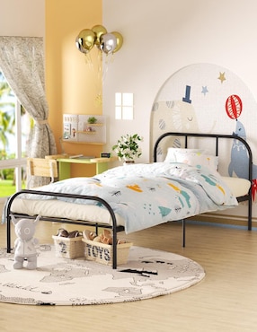Cama Milo Twin Black 2 Furniturer de metal individual