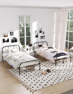 Cama Milo Twin Black 2 Furniturer de metal individual