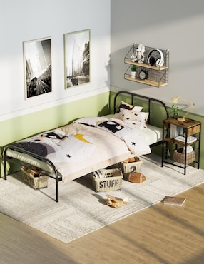 Cama Milo Twin Black 2 Furniturer de metal individual