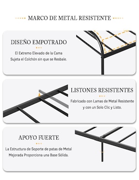 Cama Milo Twin Black 2 Furniturer de metal individual