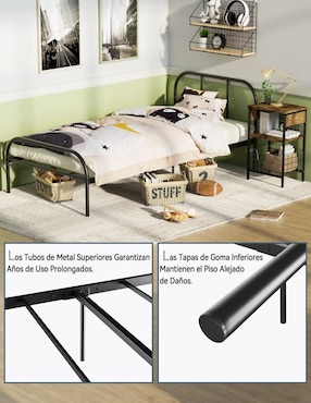 Cama Milo Twin Black 2 Furniturer de metal individual