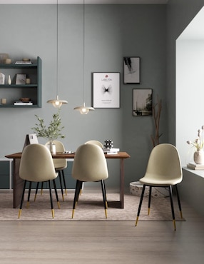 Juego de sillas 4 piezas CHARLTON BEIGE GOLD Furniturer de vinipiel