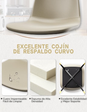 Juego de sillas 4 piezas CHARLTON BEIGE GOLD Furniturer de vinipiel