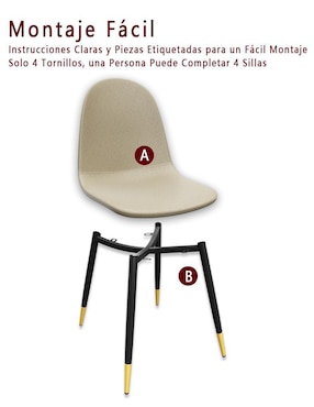 Juego de sillas 4 piezas CHARLTON BEIGE GOLD Furniturer de vinipiel