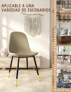 Juego de sillas 4 piezas CHARLTON BEIGE GOLD Furniturer de vinipiel