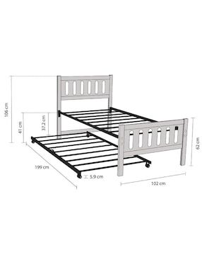 Cama Cherokee Atlas de madera pino