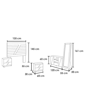 Set Recámara Kessa Sousa de MDF