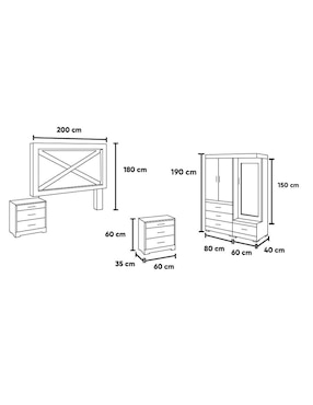 Set Recámara Kessa Dehesa de MDF