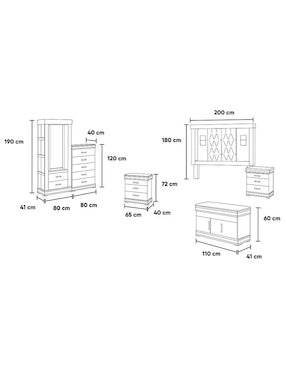 Set Recámara Kessa Coral de MDF