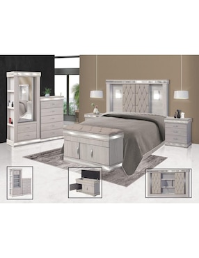 Set Recámara Kessa Coral de MDF