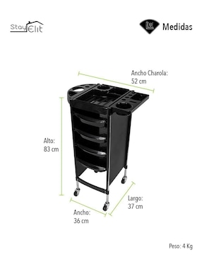 Carro de servicio áreas múltiples Stay Elit hierro