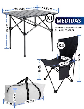 Juego de sillas plegables 5 piezas Ecomlab de tela