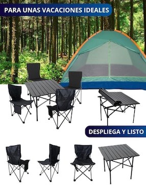 Juego de sillas plegables 5 piezas Ecomlab de tela