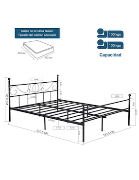 Base para cama armable Ilker Home Make de metal