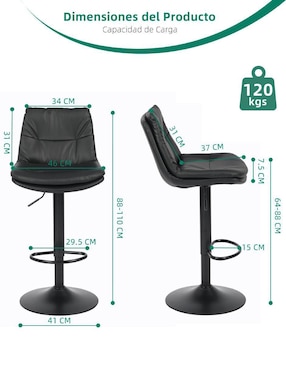 Banco Hober Pu Black Furniturer