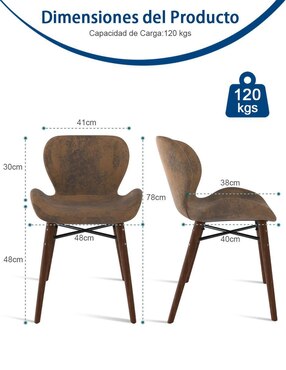 Juego de sillas 2 piezas Juli Suede Brown Furniturer de tela adulto