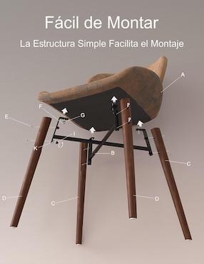 Juego de sillas 2 piezas Juli Suede Brown Furniturer de tela adulto