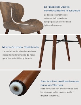 Juego de sillas 2 piezas Juli Suede Brown Furniturer de tela adulto