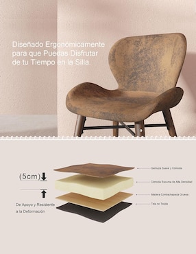 Juego de sillas 2 piezas Juli Suede Brown Furniturer de tela adulto