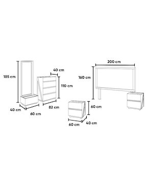 Set Recámara Kessa California de MDF