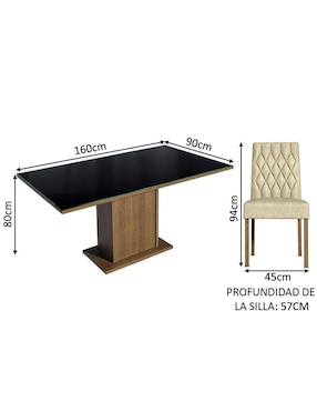 Comedor Geórgia Madesa para 6 personas
