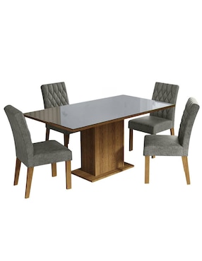 Comedor Marilia Madesa Para 4 Personas De Cristal Y Madera