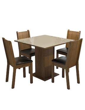 Comedor Perla Madesa Para 4 Personas De Cristal Y Madera