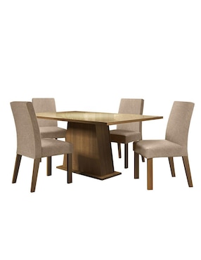 Comedor Sabrina Madesa Para 4 Personas De Cristal Y Madera