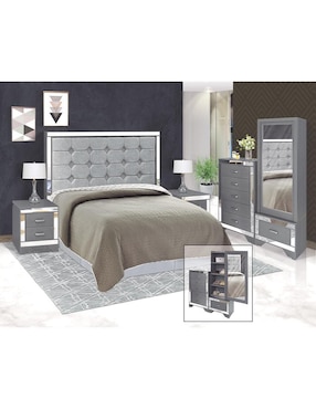 Set Recámara Kessa Cristal de MDF