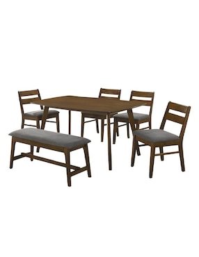 Comedor Dalot Bossa Para 6 Personas De Madera De Caucho, MDF