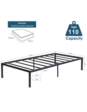 Base para cama armable Kiela Home Make de metal individual